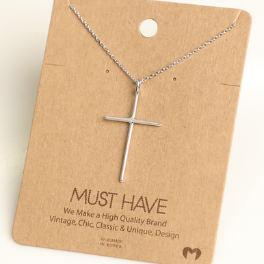 Thin Cross Necklace Silver